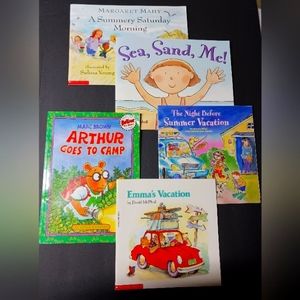 5 Summer themed childrens paperback picture books, used